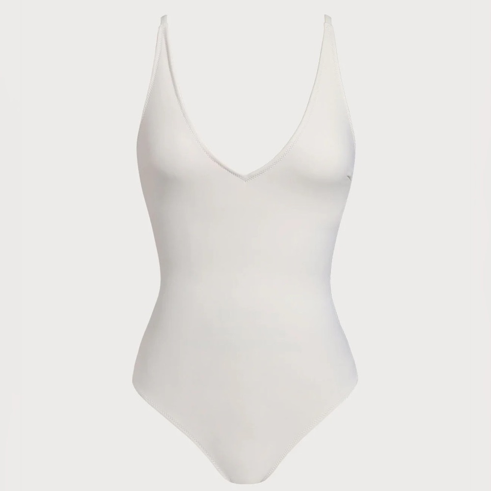 Berlook Off White V Neck Tummy Control One-Piece Swimsuit - Picture 6 of 9